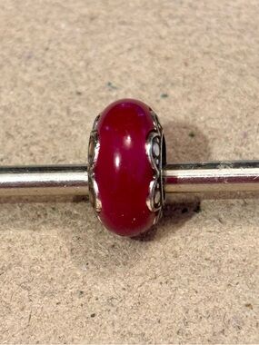 🆕Listing Brighton Primavera Spacer in burgundy Dark red resin bead Silver edges